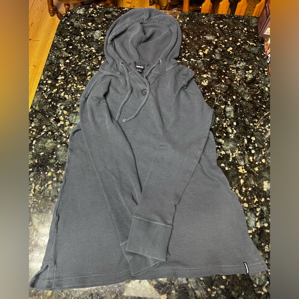 Patagonia Hooded Waffle Tunic Women's Smolder Blue Long sleeve Size Medium